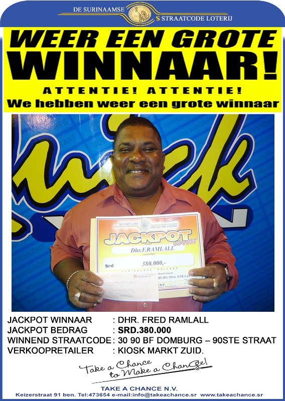 Jackpot winnaar 1 aug 2015